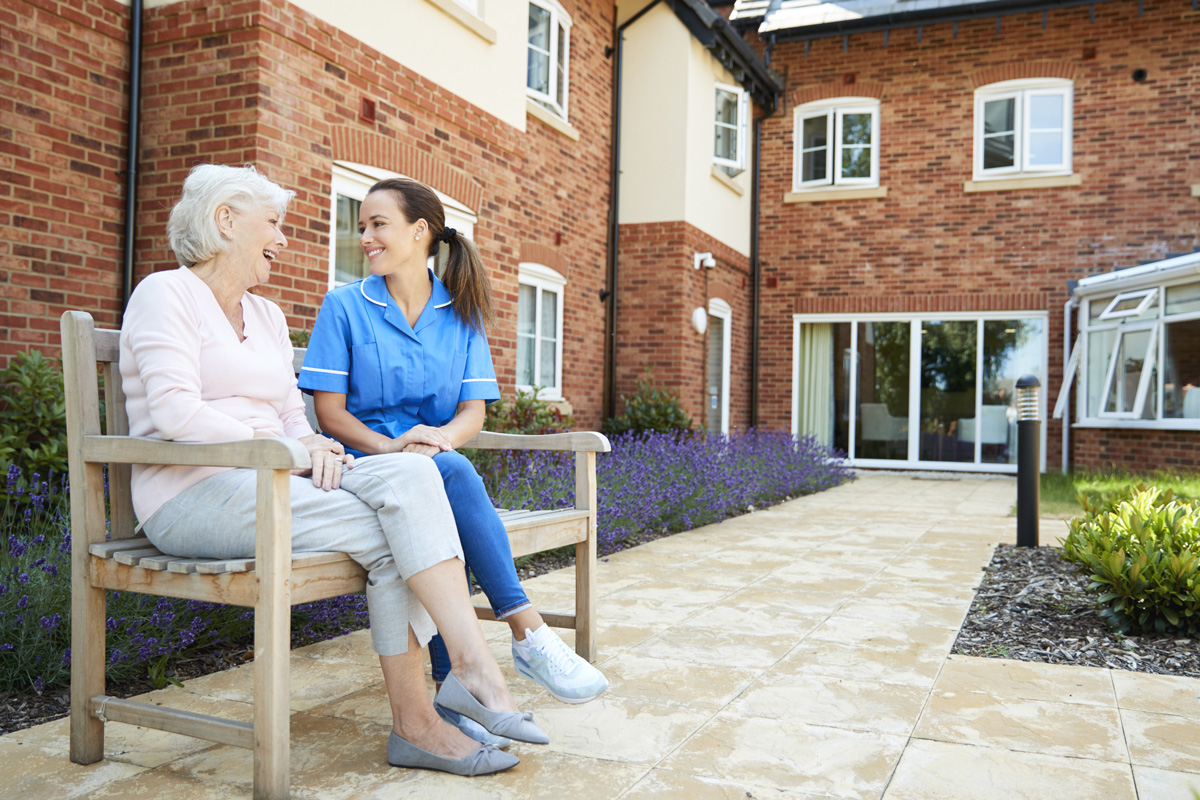 assisted living center with resident